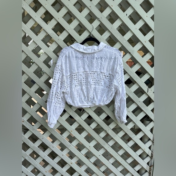 Anthropologie Pilcro Cutwork Bubble-Sleeve Shirt - Picture 8 of 9